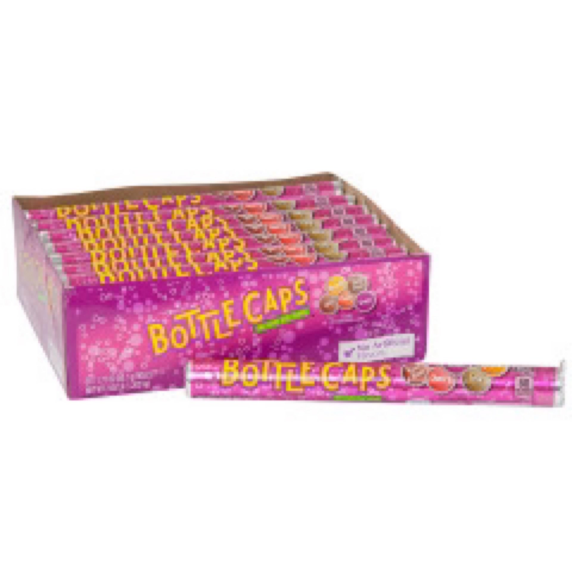 It's cola flavored candy shaped like a pop bottle cap Bottle Cap Candy Jumbo Jelly Bean Corp.