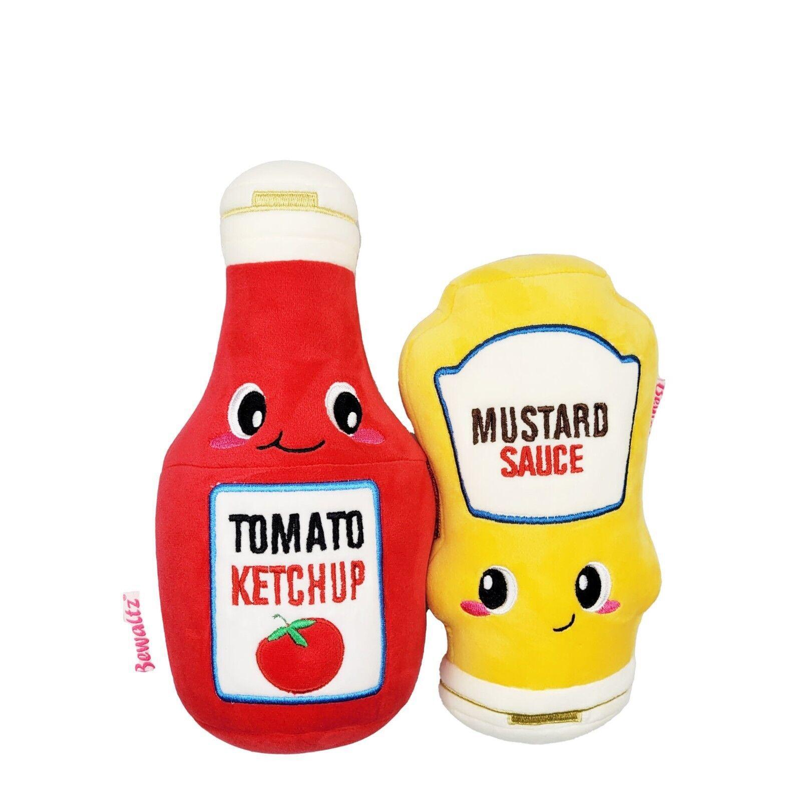 Iscream Ketchup & Mustard Sauce Soft Pillow Set Plush Jumbo Jelly