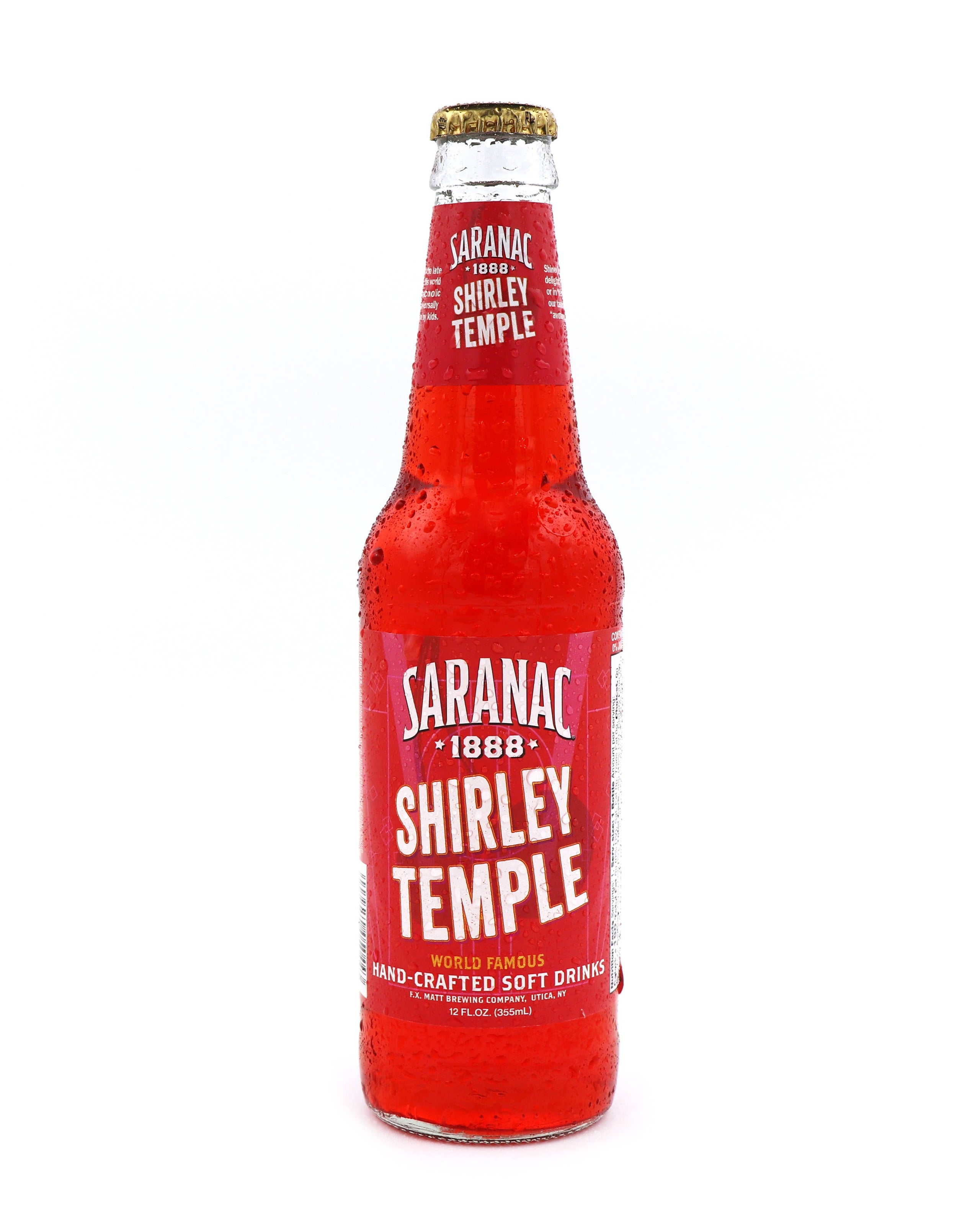 Saranac Shirley Temple Soda, 12oz Glass Bottle 12ct Jumbo Jelly Bean